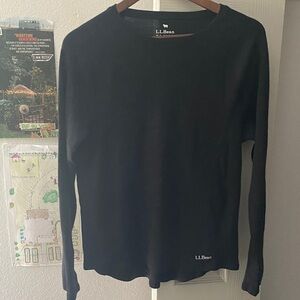 L.L. Bean Charcoal Long-Sleeve Merino Wool Crewneck